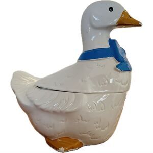 - Vintage hand painted goose cookie jar‎ with flaws